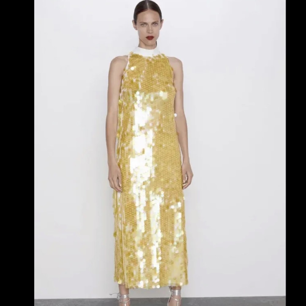 Zara Limited Edition Yellow Sequin Dress